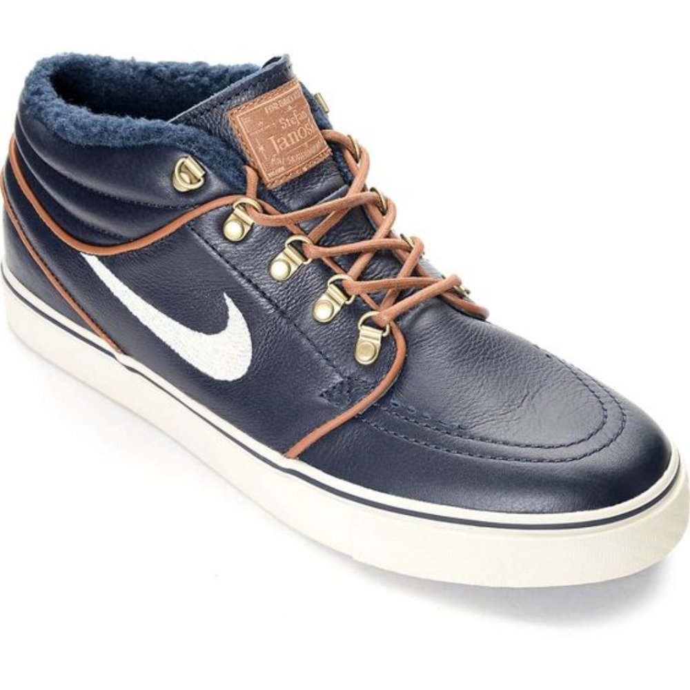 Nike SB Stefan Janoski Mid Premium Dark Obsidian Skate Shoe Size 9.5